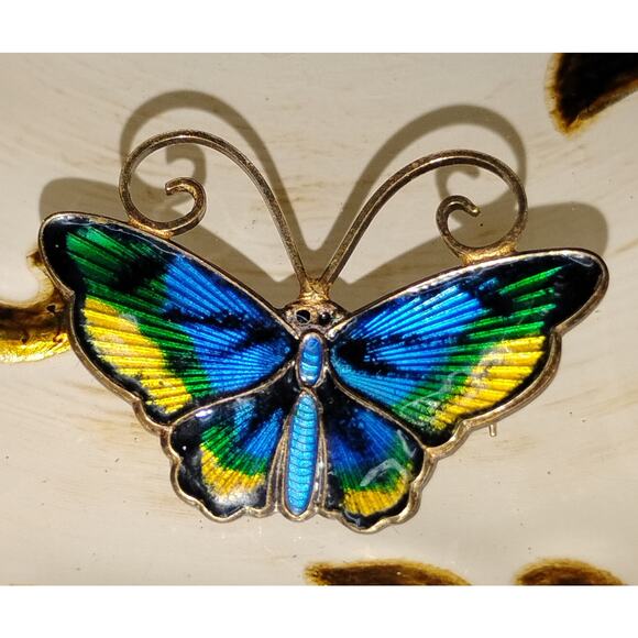 Rare - WILLY WINNAESS for DAVID-ANDERSEN Norway Enamel 925S Silver Brooch - Picture 1 of 2